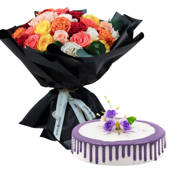 Sparkling Flowers and Cake view 1