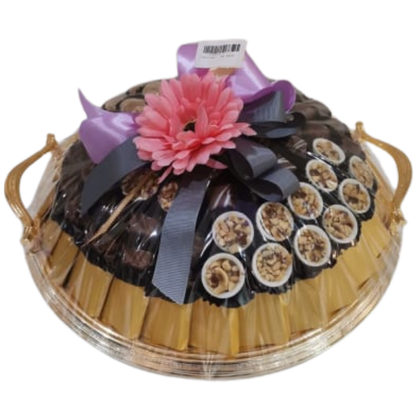 tray chocolate mix 1 wih Yellow and white roses with decoration… view 5