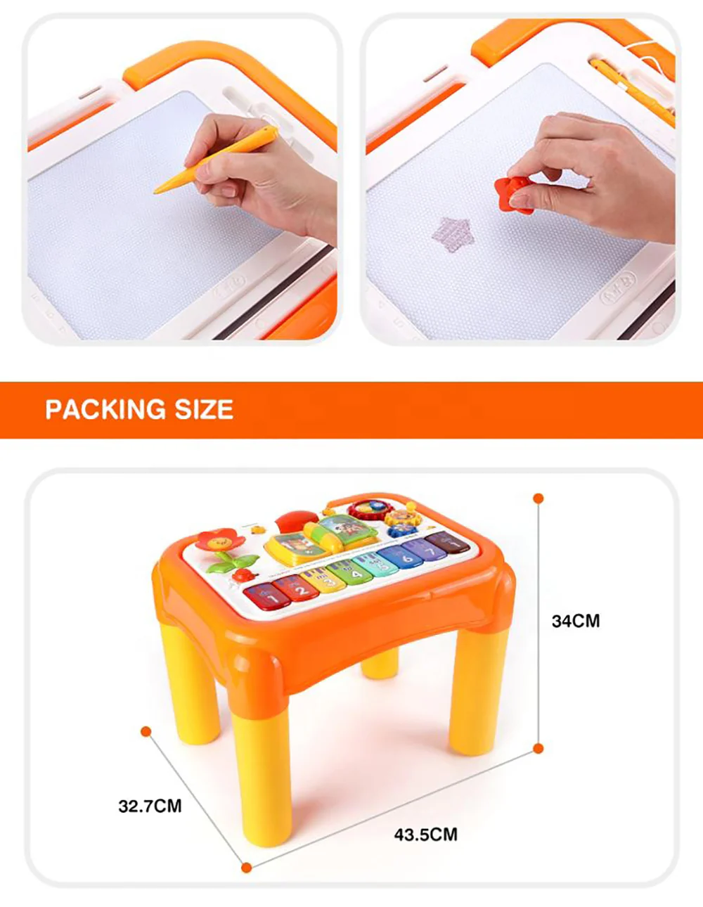 Goodway - Kids Toys Educational Drawing Table for 3+ Years - OrangeYellow view 8