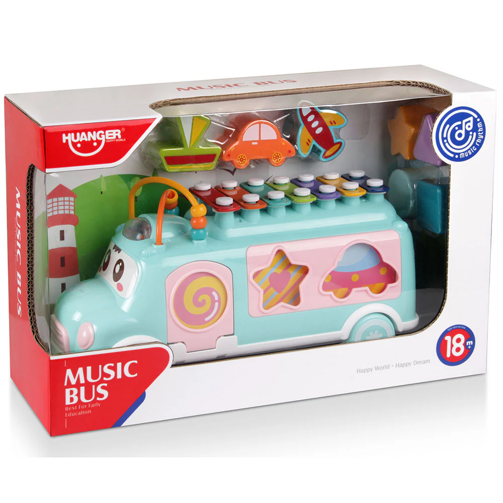 Huanger - Baby Toys Musical Bus Toy for 24+ Months - Blue view 5
