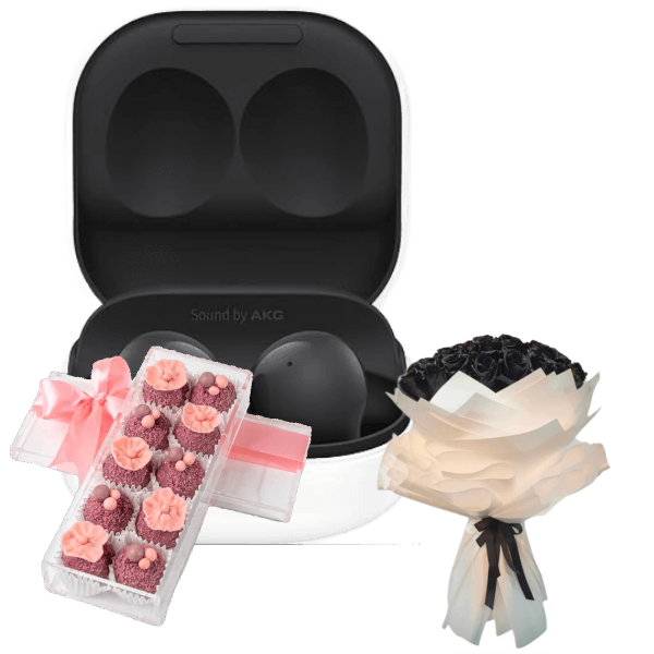 Birthday Gifts headphone with chocolate and flowers 1 view 1