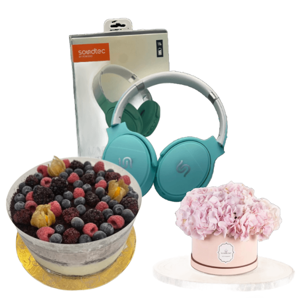 Birthday Gifts headphone with cake and flowers 6 view 1