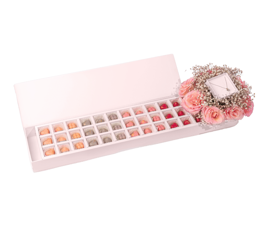 Large Chocolate tray with Bouquet and Necklace by NJD And Simply Serene Box view 5