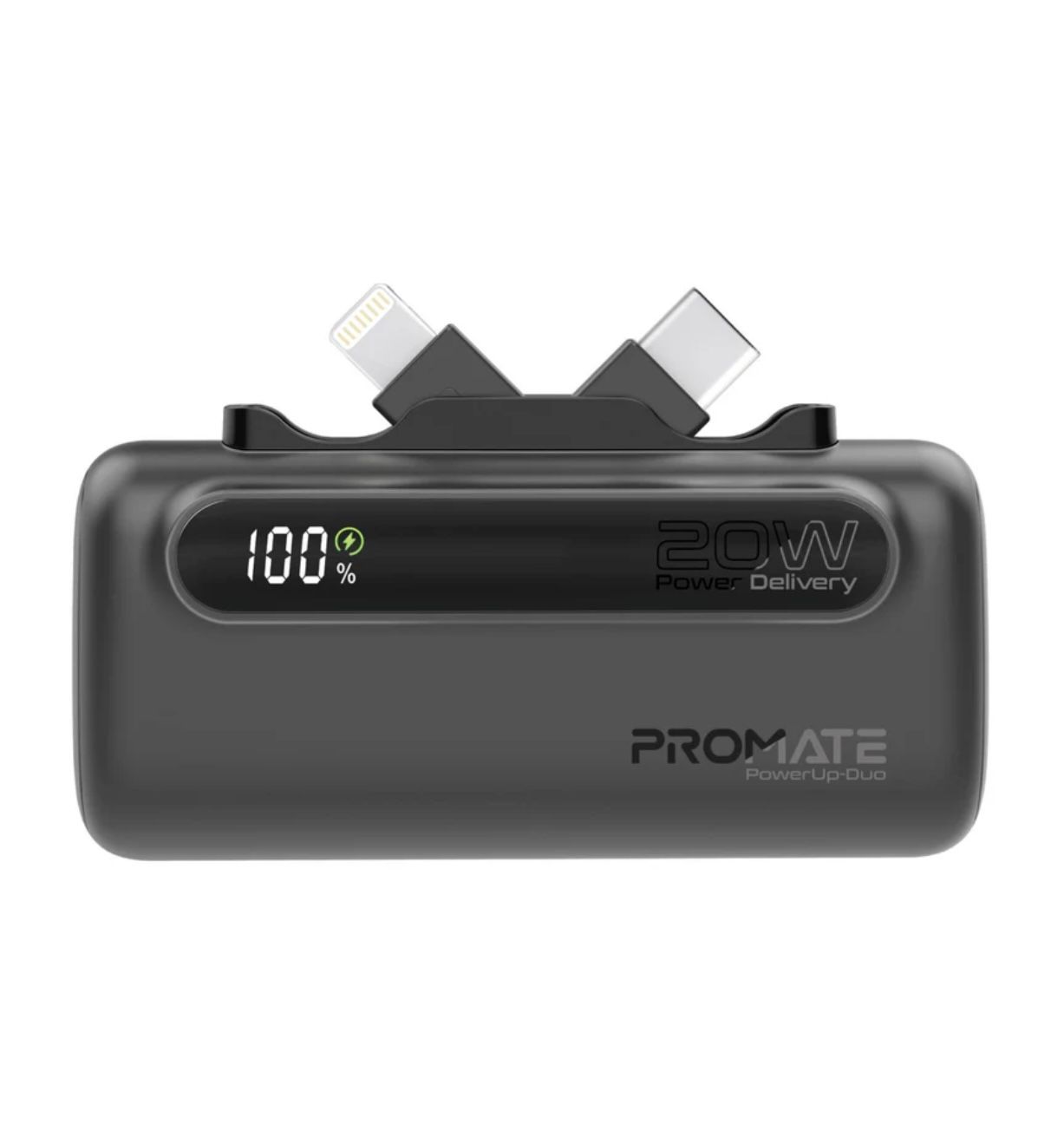 Promate PowerUp-Duo Ultra-Compact Fast Charging Power Bank with Dual foldable USB-C & Lightning Connectors, 5000mAh Battery Capacity, Rapid Charging 20W USB-C, PowerUp-Duo 2 view 1