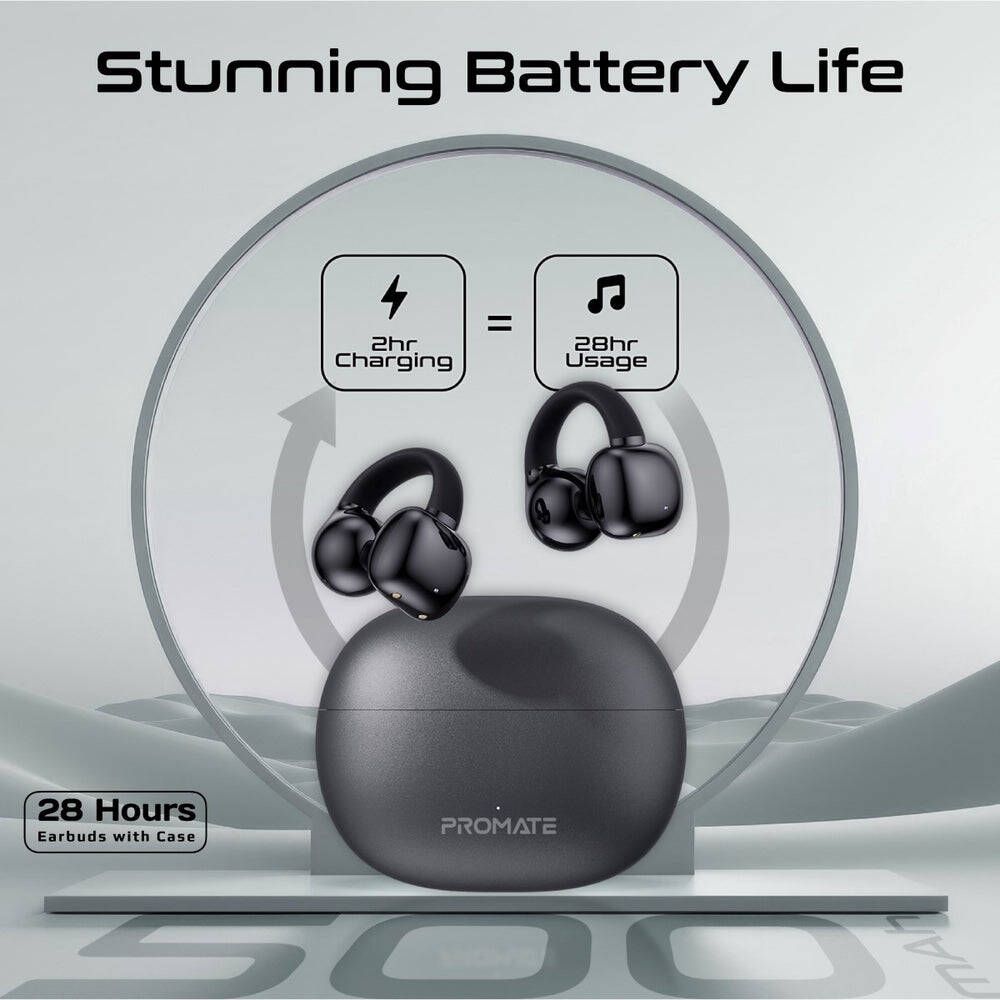 Promate AudioFit™ Open Ear Clip On TWS Earbuds w/ IntelliTouch, view 4