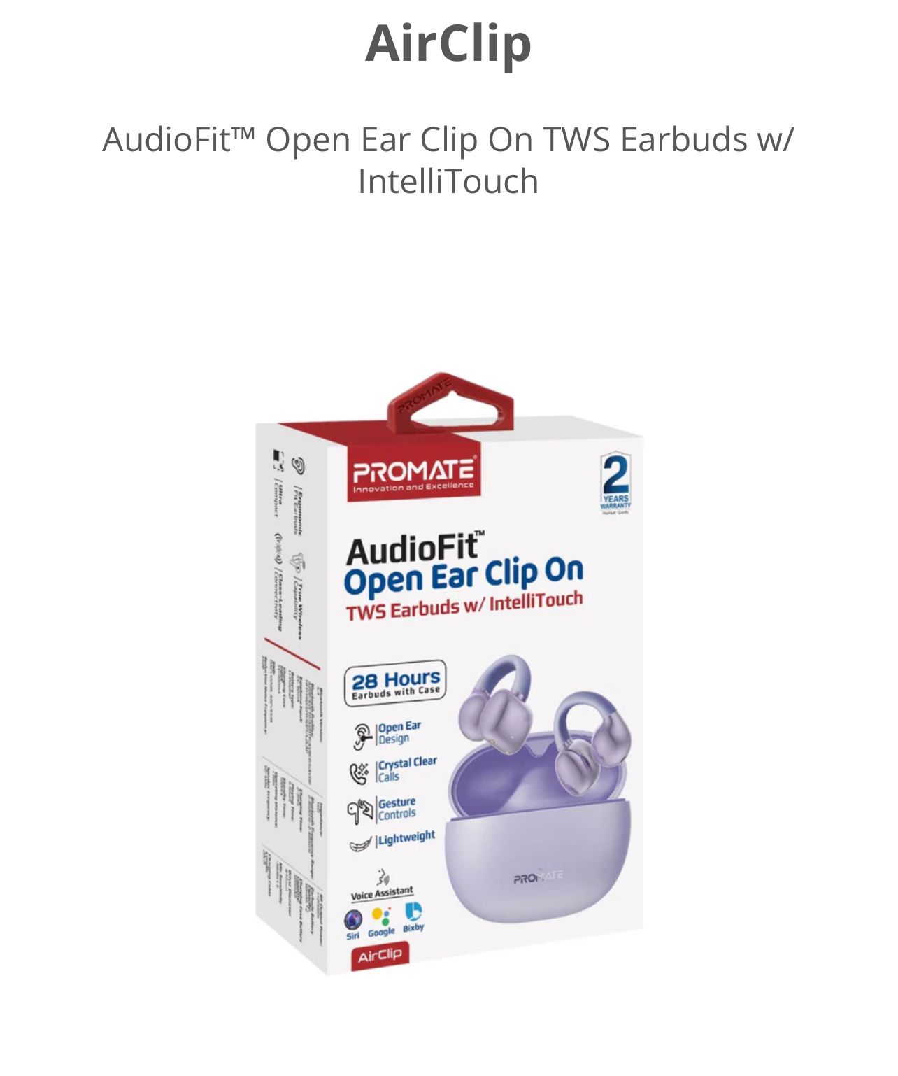 Promate AudioFit™ Open Ear Clip On TWS Earbuds w/ IntelliTouch, 2 view 4