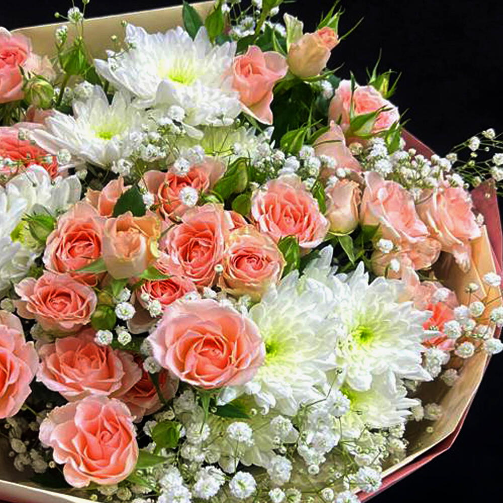 Mixed Baby Roses Chrysanthemum Bouquet view 4