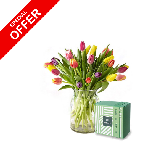 Tulips Vase with Chocolate view 1