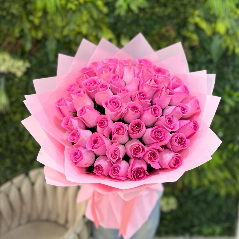 Peach rose hand bouquet view 1
