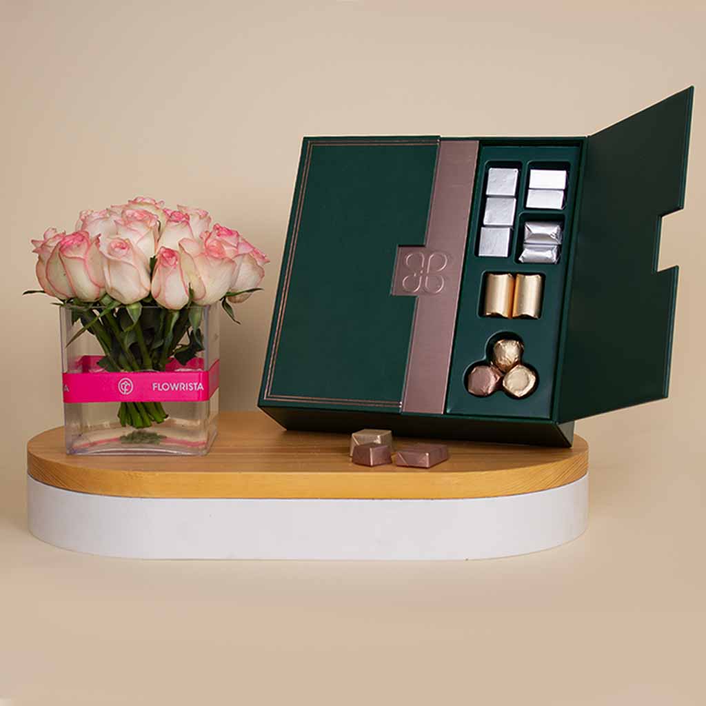 Patchi Premium Box (940g) & 15 Roses Gift view 1