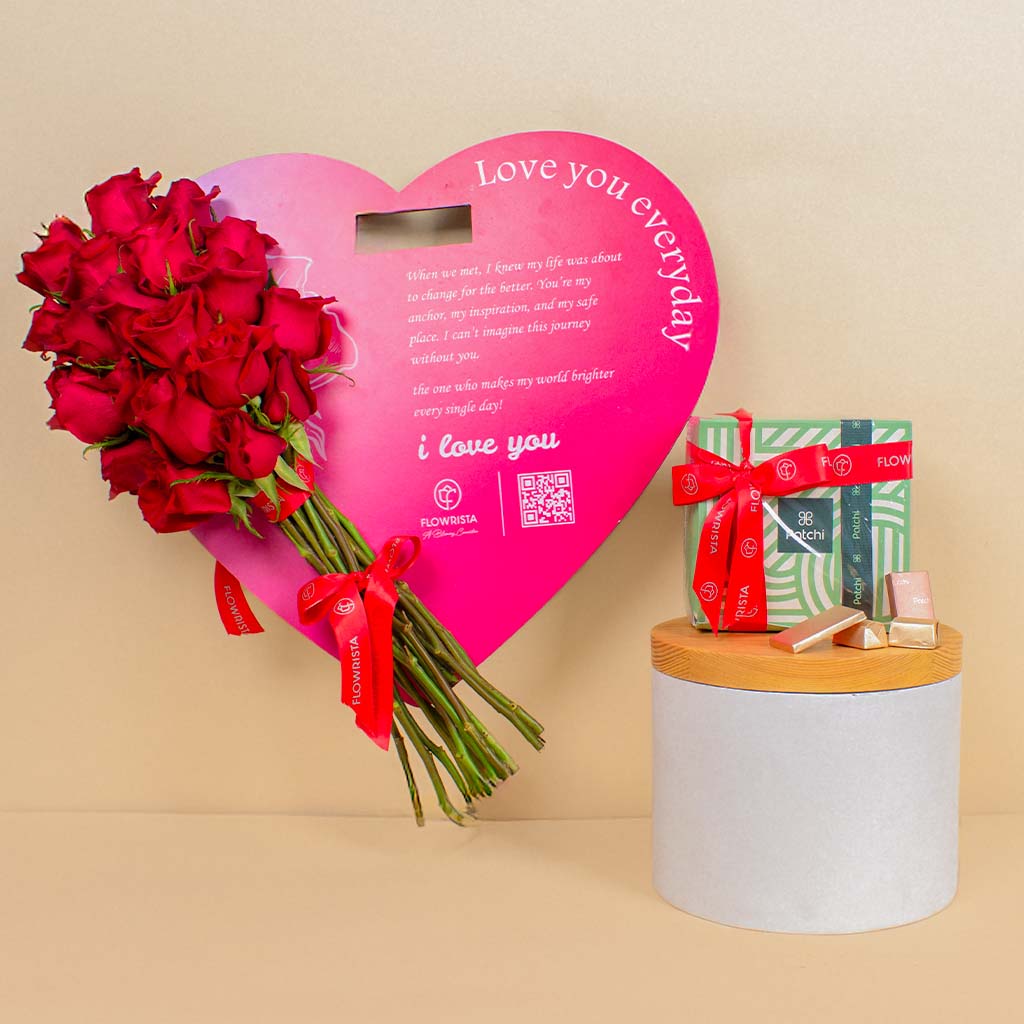 Patchi Chocolate & 15 Red flower Heart view 1