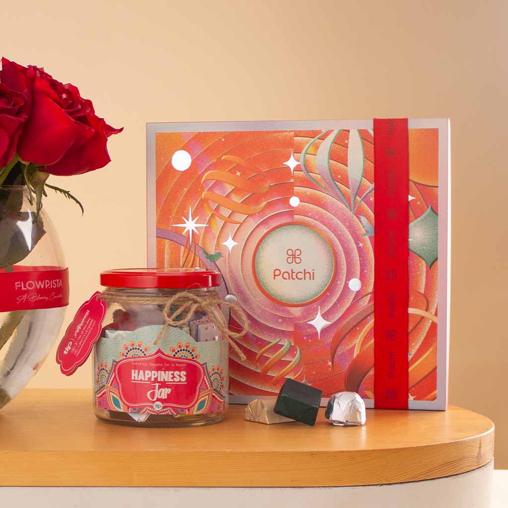 Happiness Jar, Patchi Joyful Moments & 15 Red Roses Vase view 4