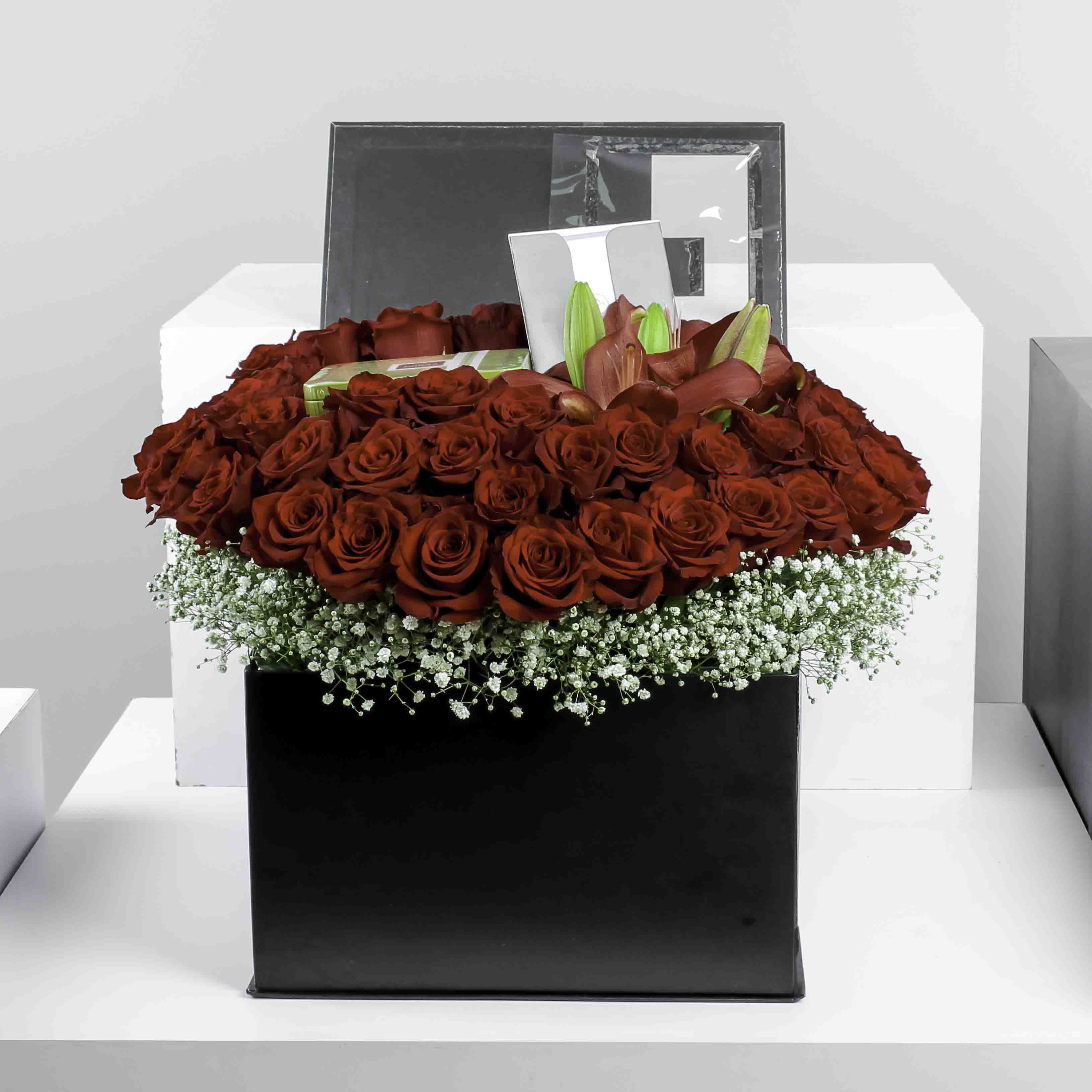 Patchi Chocolate Box and red roses view 1