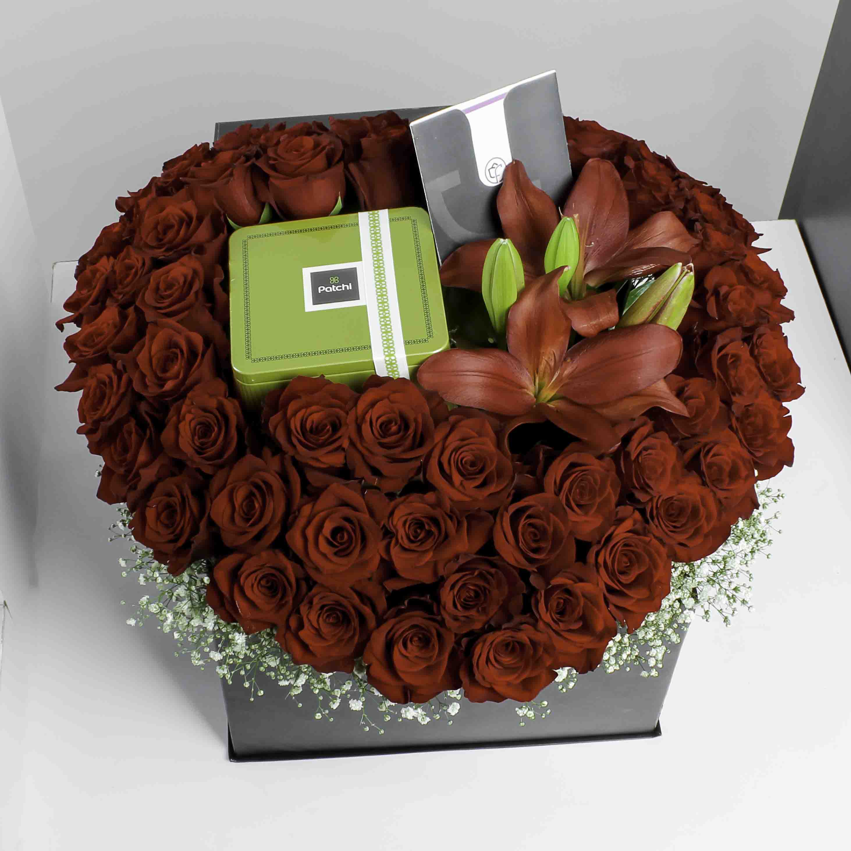 Patchi Chocolate Box and red roses view 5