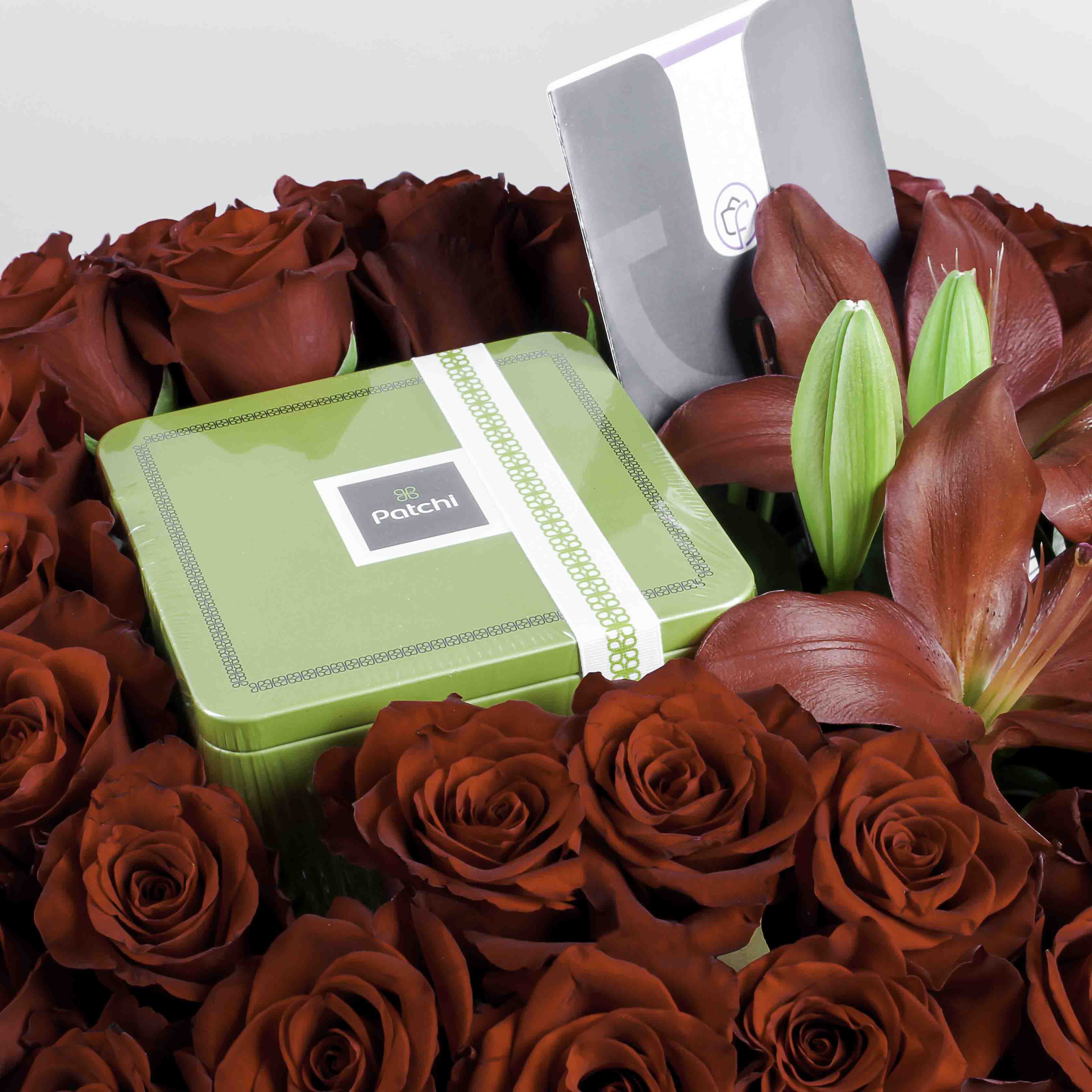 Patchi Chocolate Box and red roses view 4