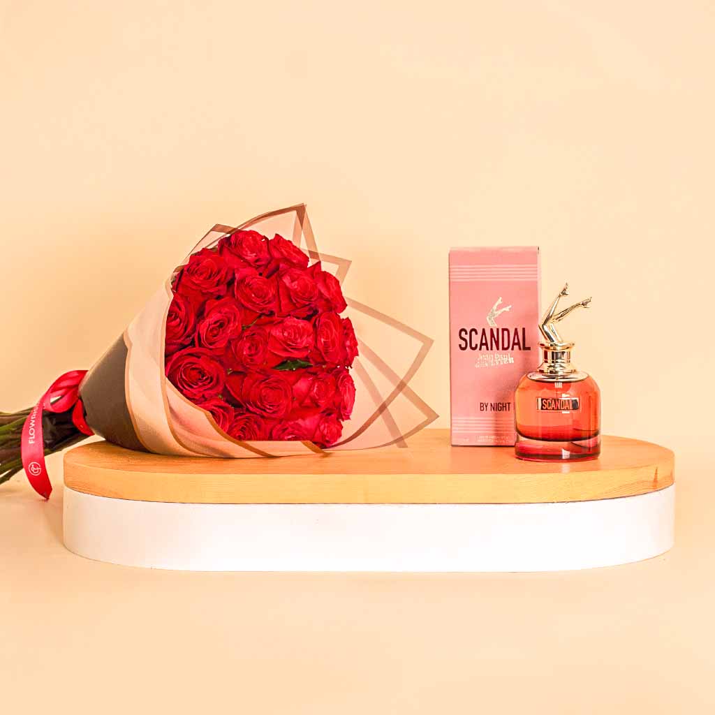 Scandal By Night with 20 Red Roses Hand Bouquet view 1