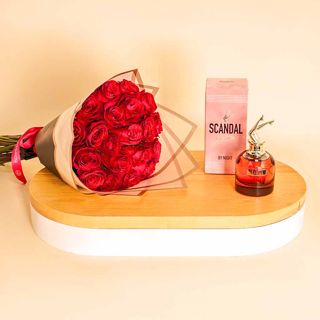 Scandal By Night with 20 Red Roses Hand Bouquet view 4