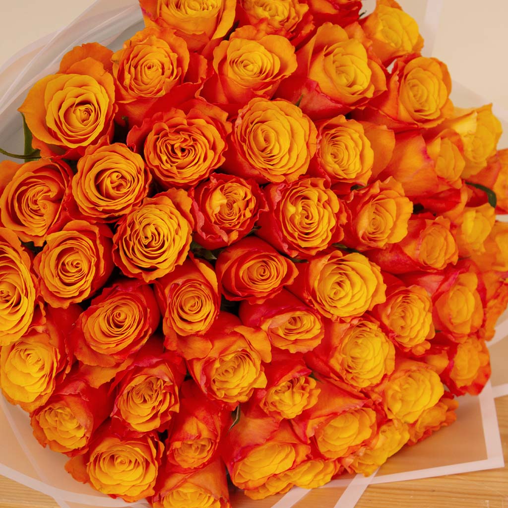 Hand Bouquet of 50 Orange Roses view 4