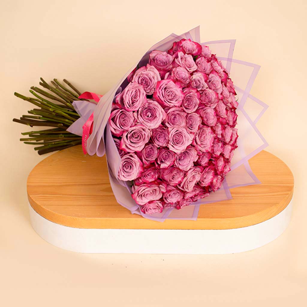 Deep purple 50 roses bouquet view 4