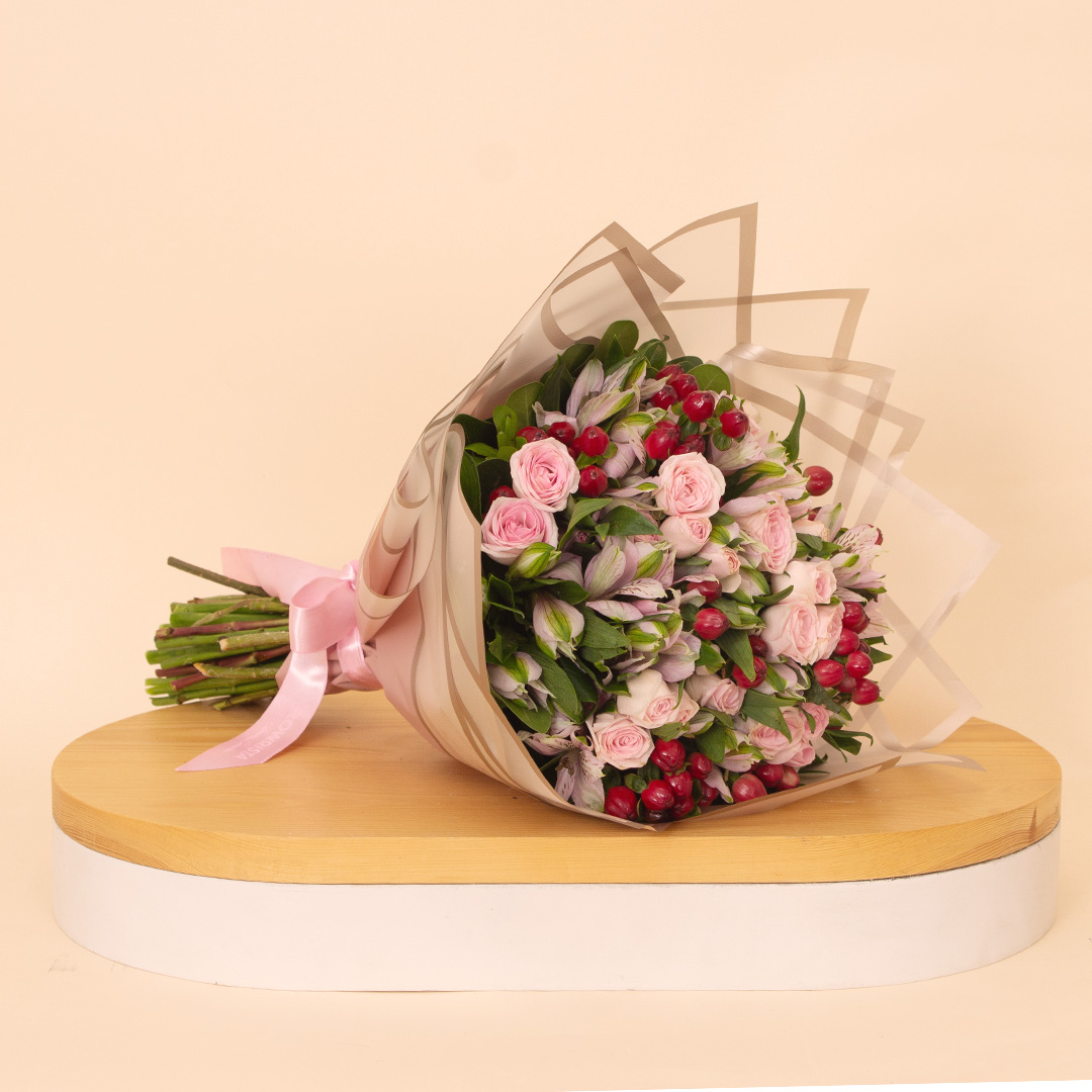 Flowrista | Pink Alstroemeria & Baby Rose Bouquet view 1