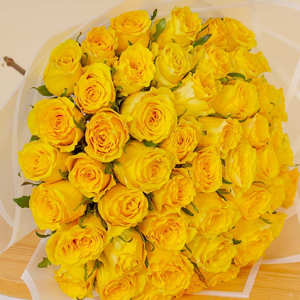 Hand Bouquet of 50 Yellow Roses view 4