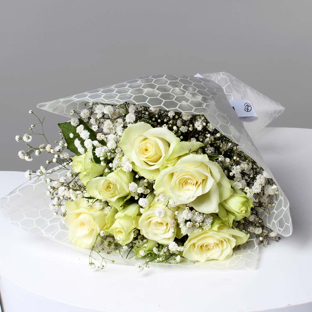 Timeless White Rose Bouquet view 4