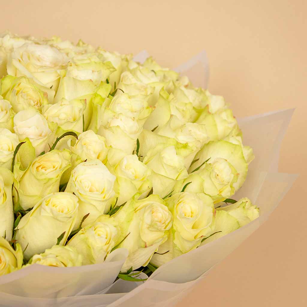 100 White Roses bouquet view 4