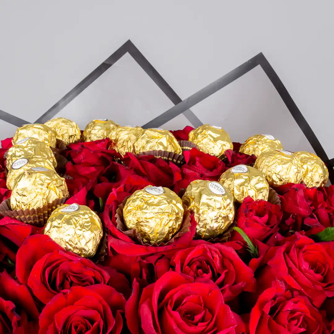 Luxury Gift: Red Roses with Ferrero Chocolates view 4