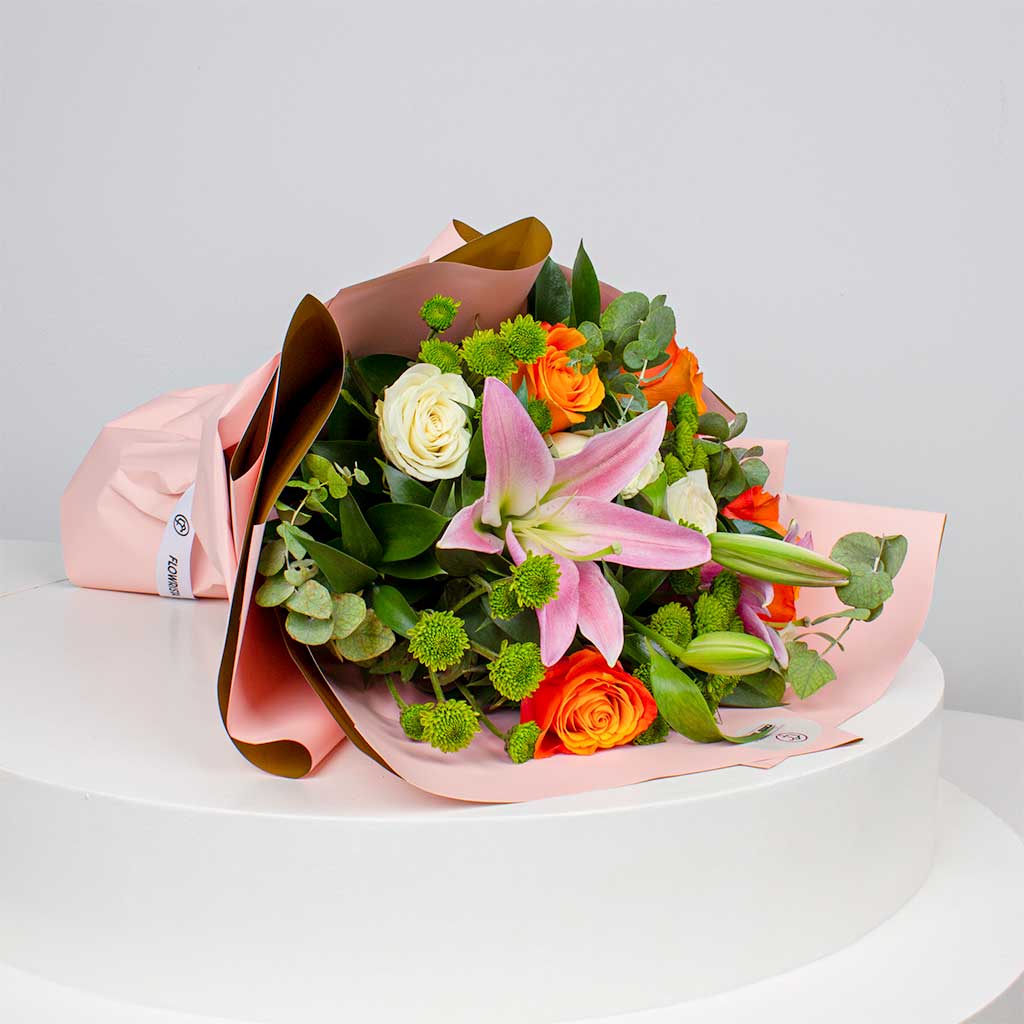 Vibrant Mixed Roses Hand Bouquet view 4
