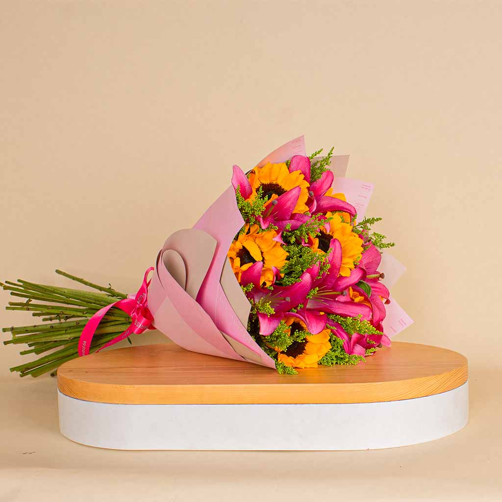 Sunflower & Lily Bouquet view 1