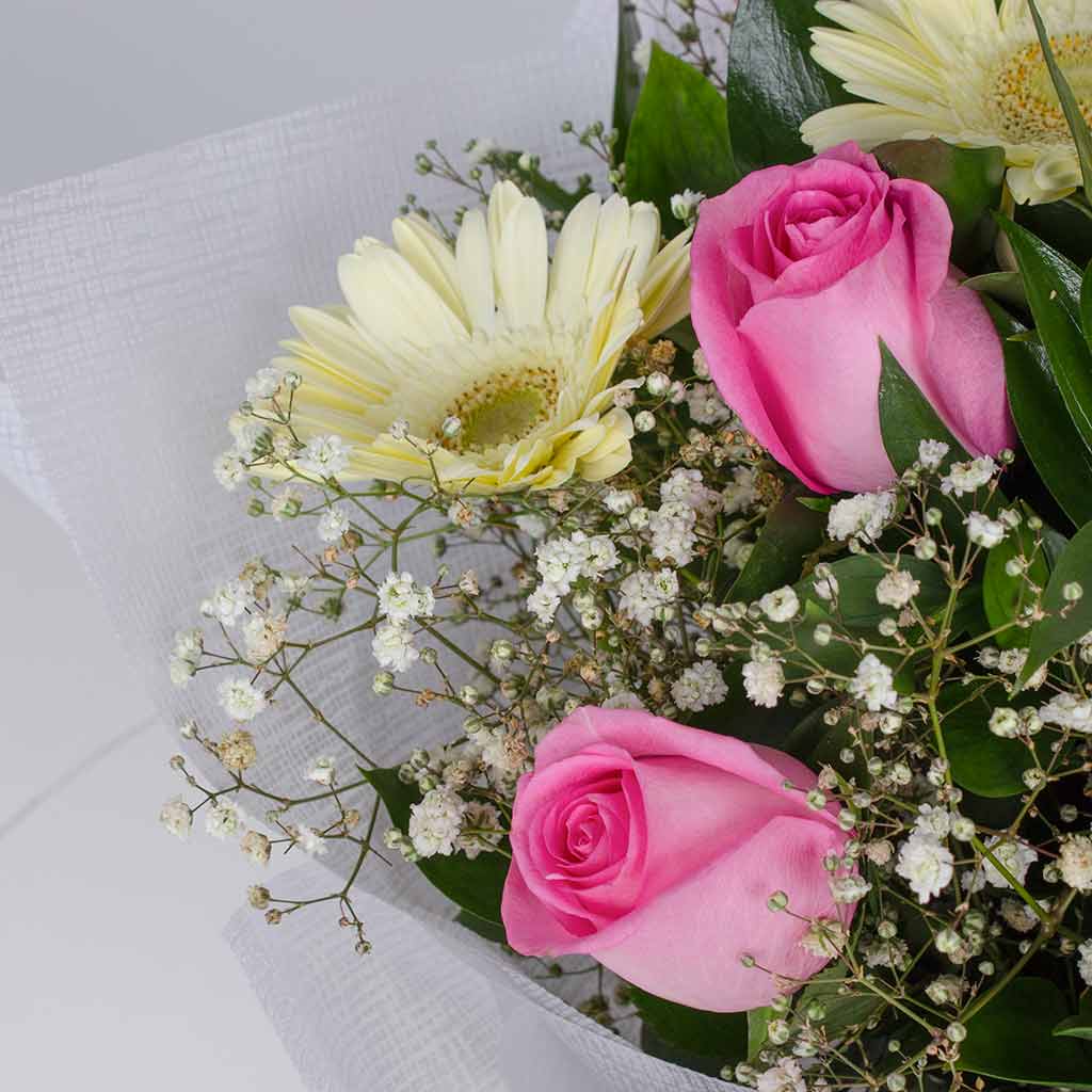 Whisper of Purity — White & Pink Roses Hand Bouquet view 4