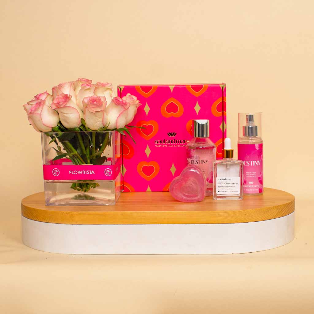 Soul And More Love Bundle & Pink 20 Roses Vase view 1