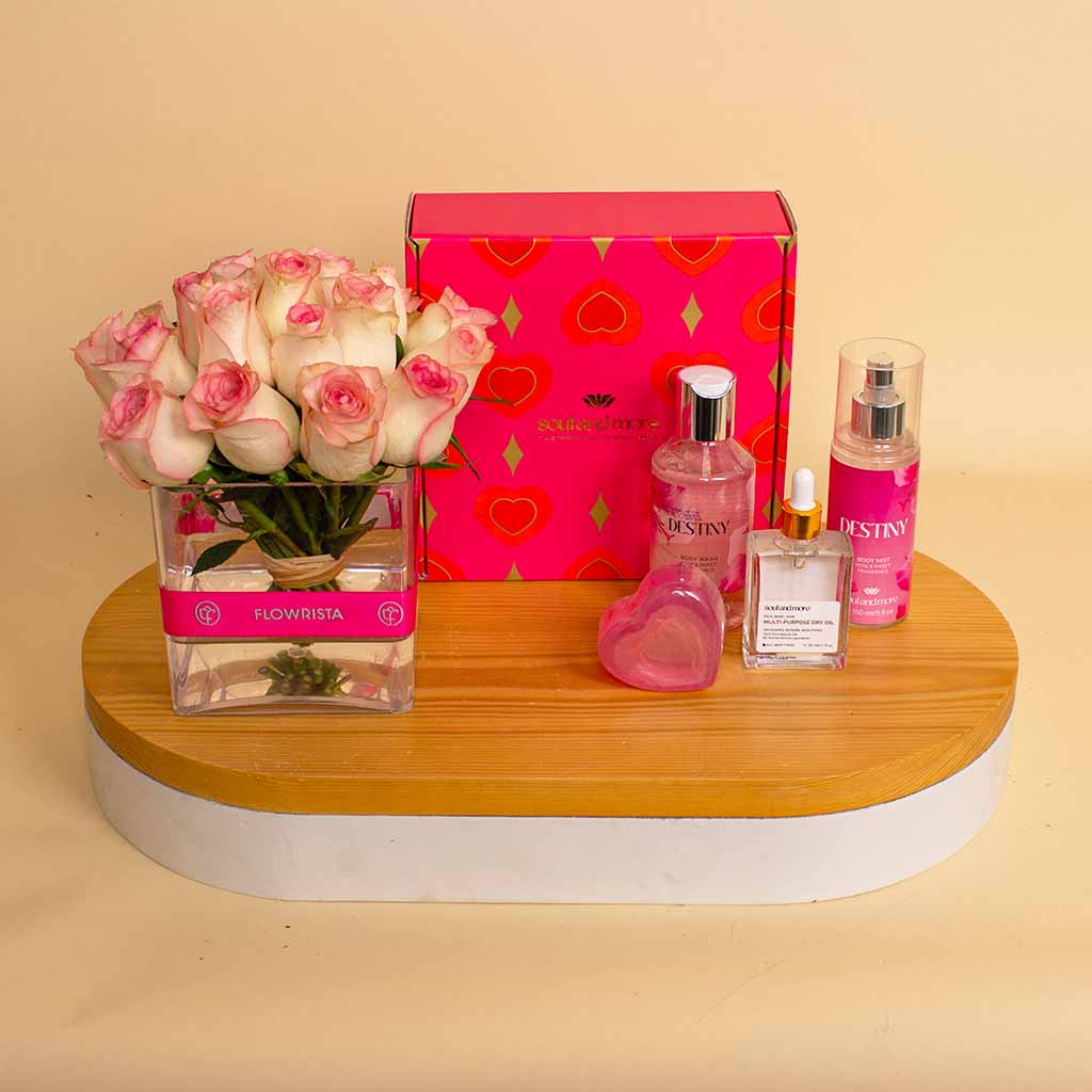 Soul And More Love Bundle & Pink 20 Roses Vase view 5