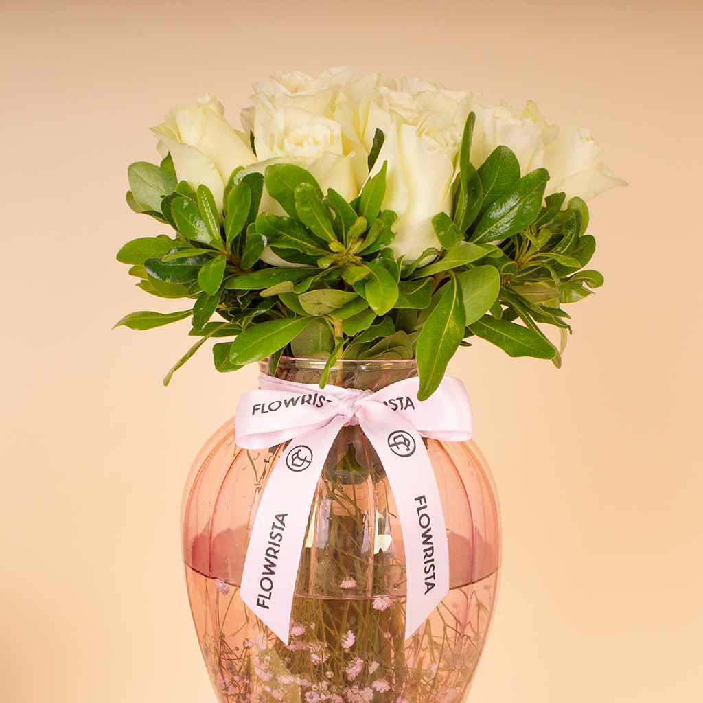 White Roses Art Vase view 4