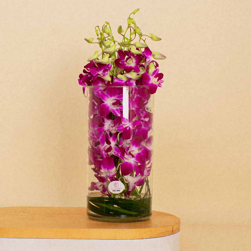 Baby Orchid Flower Vase - 10 Roses view 1