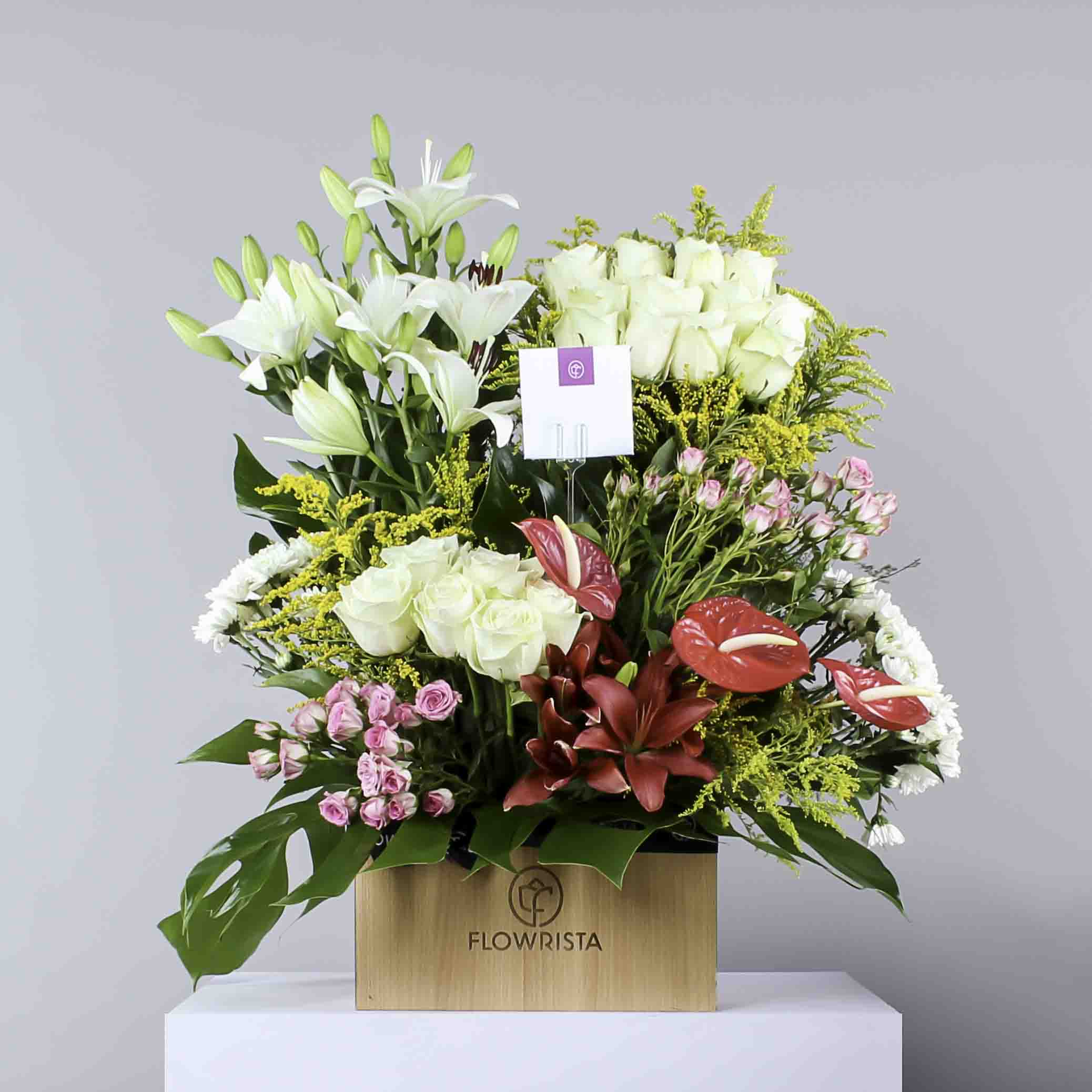 Mixed Flowers Wooden Box view 1
