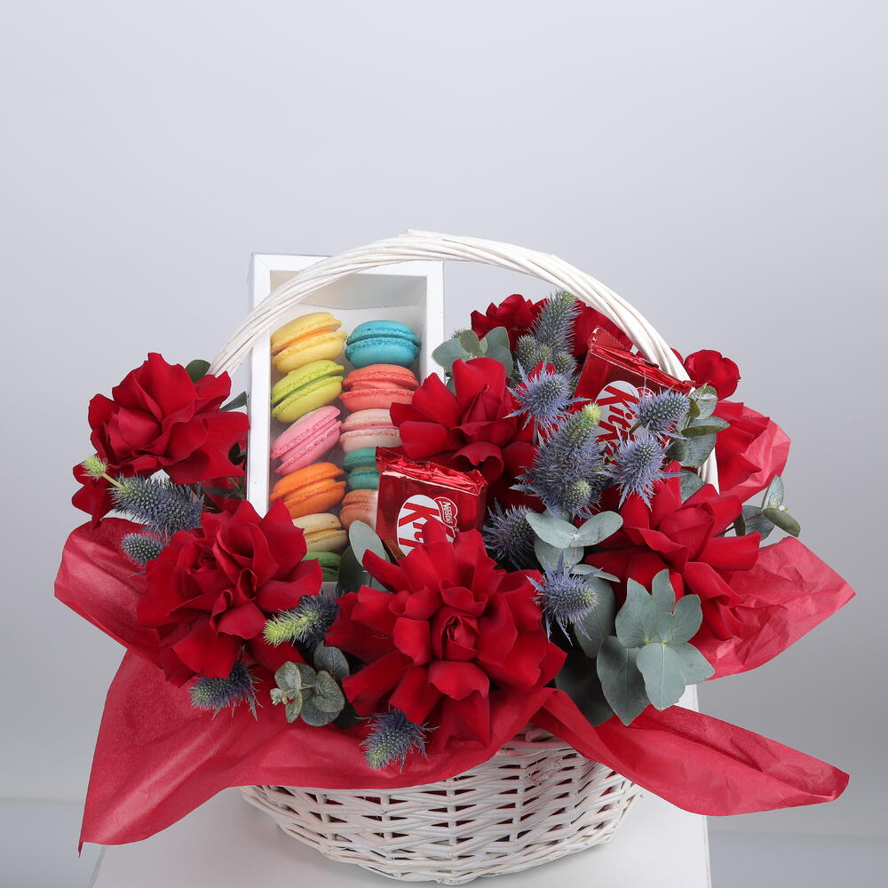 Red Blossom Macaron Basket 7284 view 6