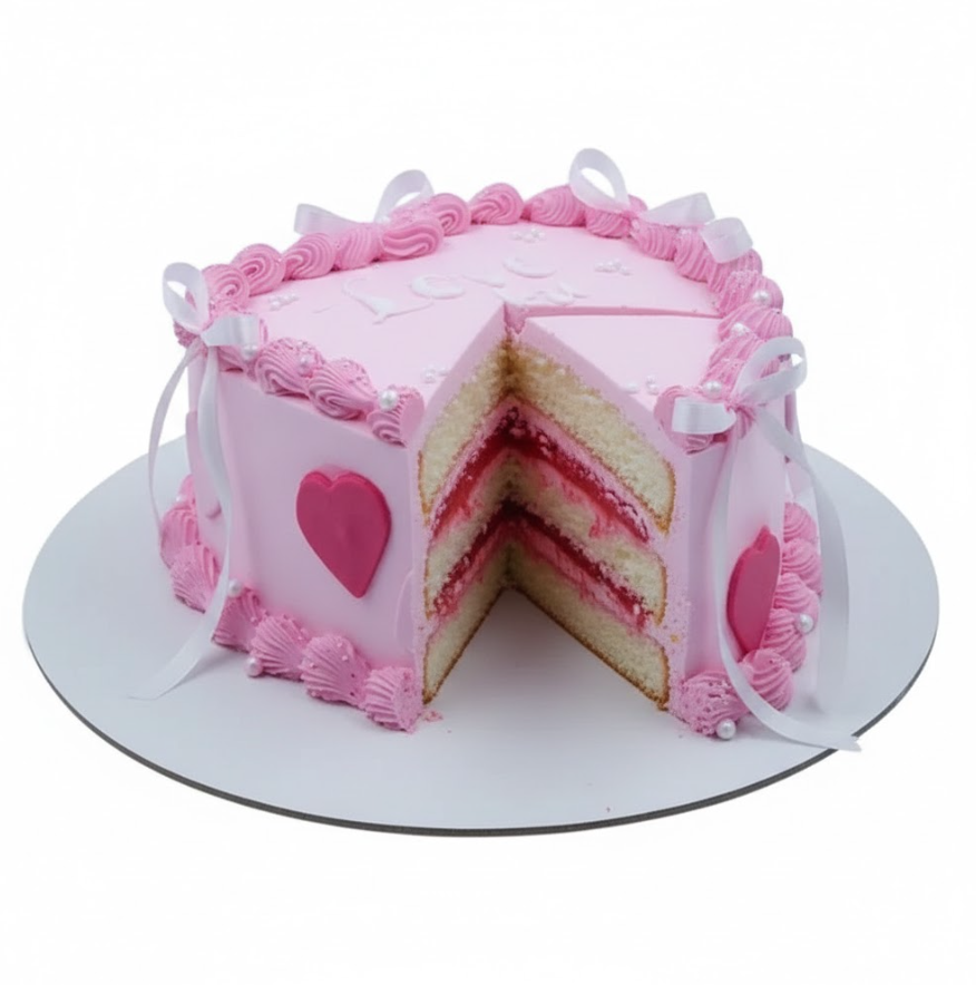 Pink Heart Bow Cake view 4