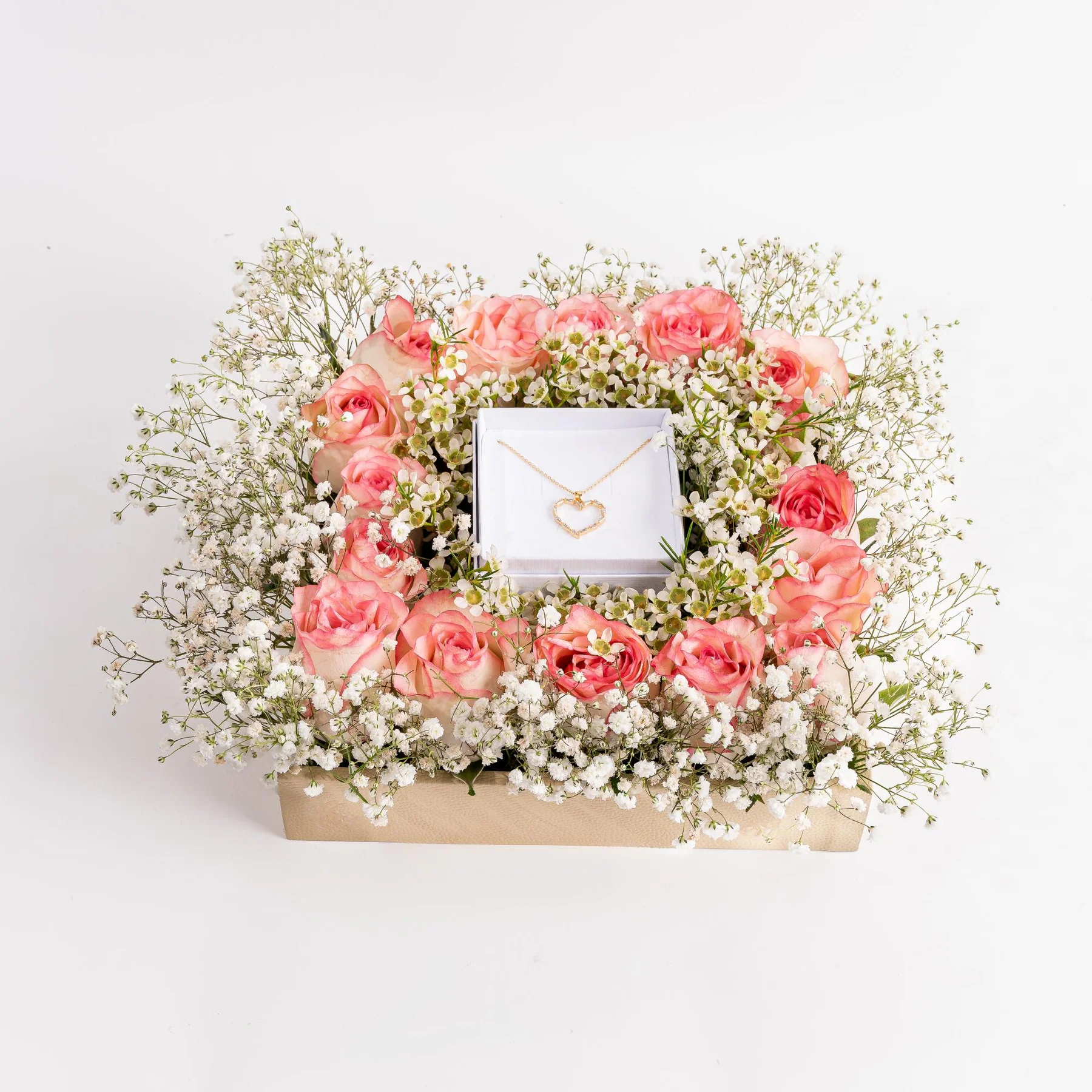 Floral Elegance with Heart Necklace Gift Arrangement view 5