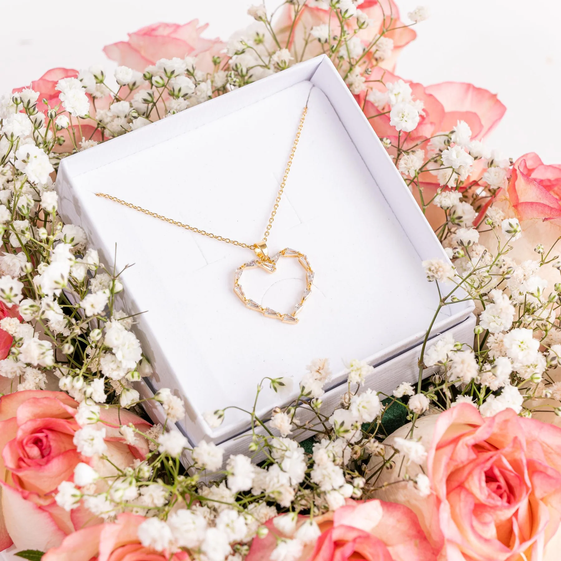Floral Elegance with Heart Necklace Gift Arrangement view 4