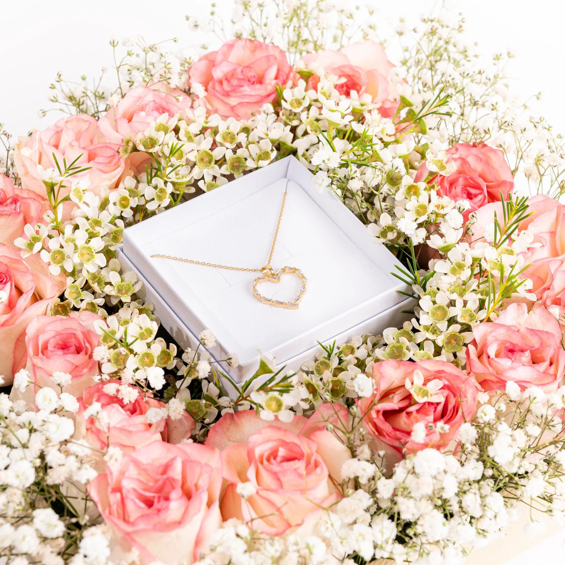 Floral Elegance with Heart Necklace Gift Arrangement view 6