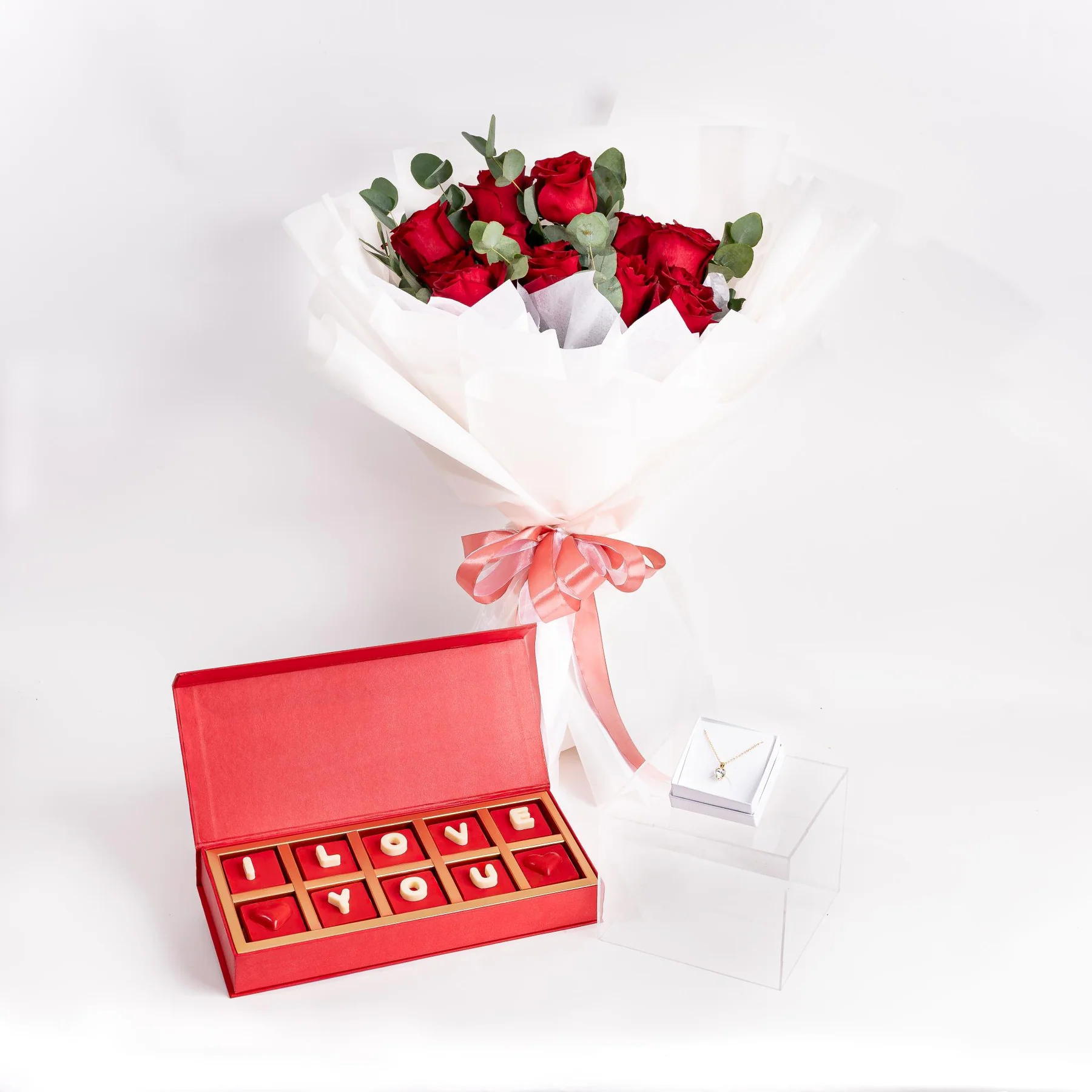 "I Love You" Heart Necklace Gift Bundle view 1