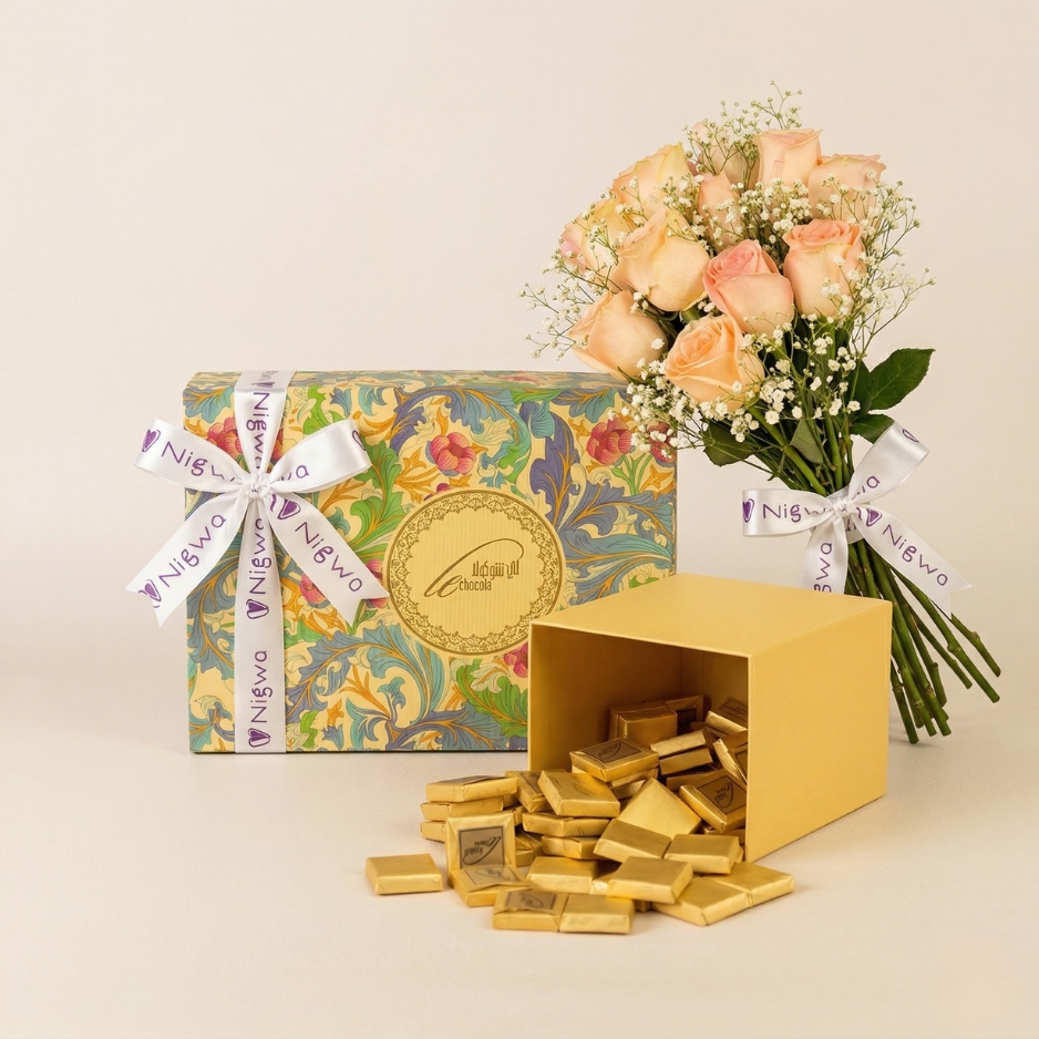 chocolate loose (wafer chocolate) with flowers box view 1