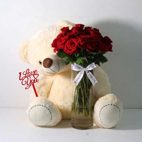 Special Combo Teddy Bear $ Roses view 1
