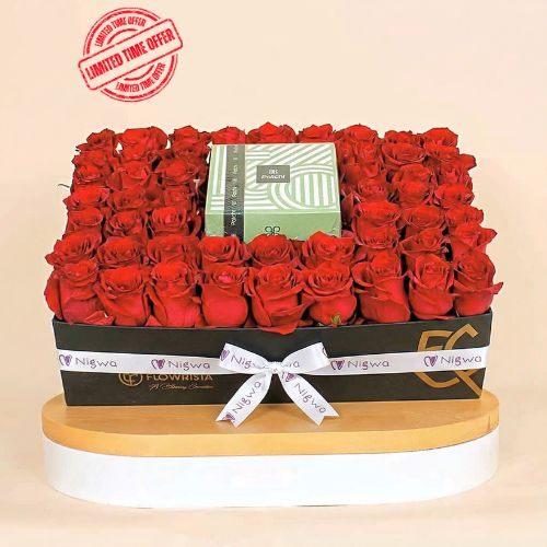 Valentine’s Gift – Patchi Chocolate & 53 Red Roses view 1
