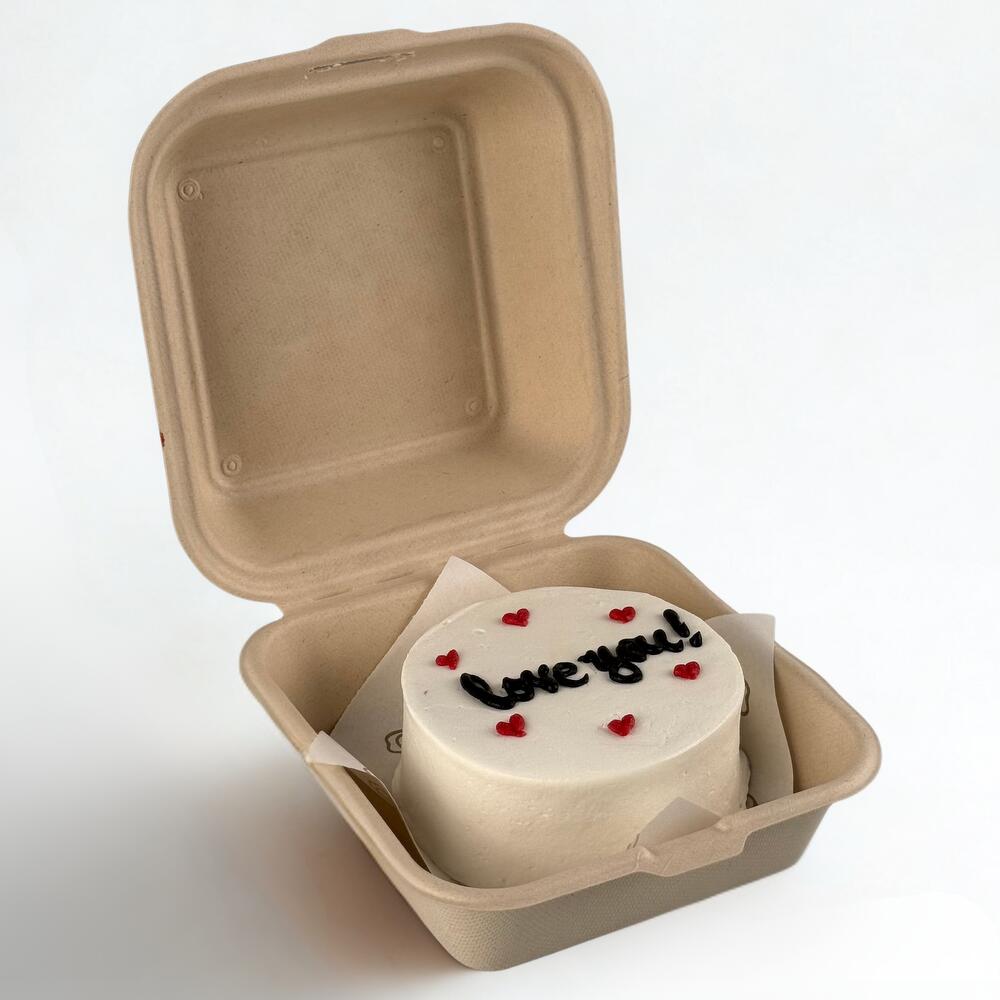 Bento Love Cake | Dark-Chocolate Mini Treat for Two with flowers box view 13
