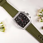 Men's Coswig Gunmetal Dial Olive Green Silicone Strap Chronograph Watch - 46mm view 6