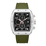 Men's Coswig Gunmetal Dial Olive Green Silicone Strap Chronograph Watch - 46mm view 7
