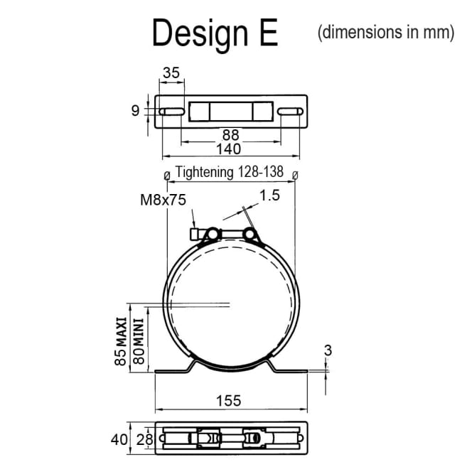 Clamp Dia 128-138 Type E114 (PRP 35)