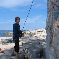 Rock climbing near the sea